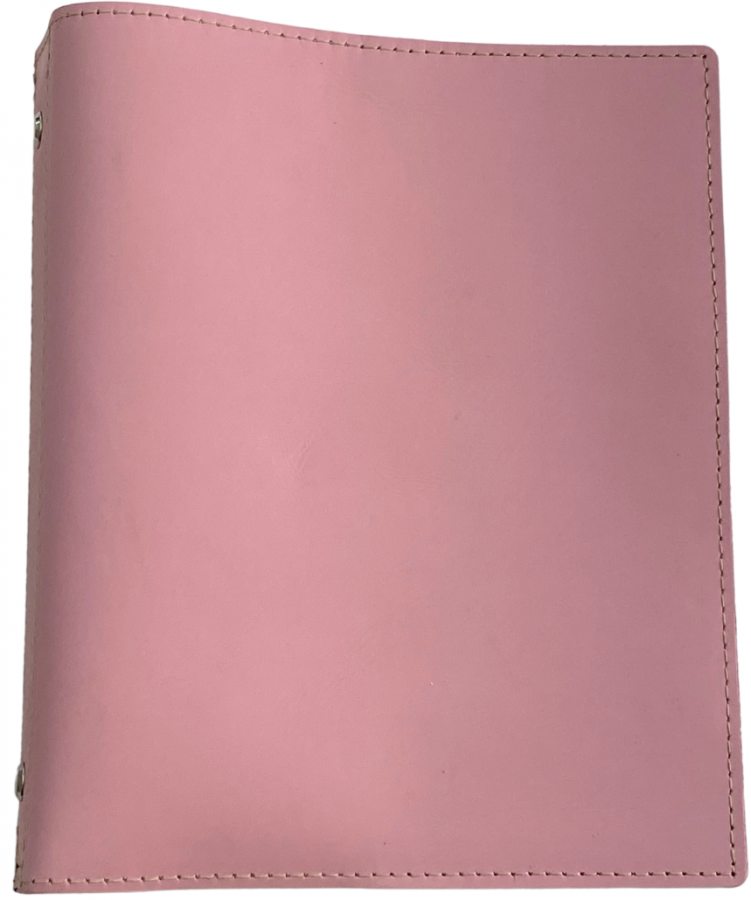 Italian Pink Leather 7-Ring Binder - Click Image to Close